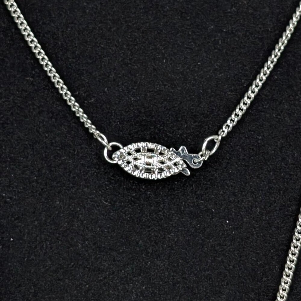 Long Rhinestone Key Pendant Necklace - Picture 5 of 7